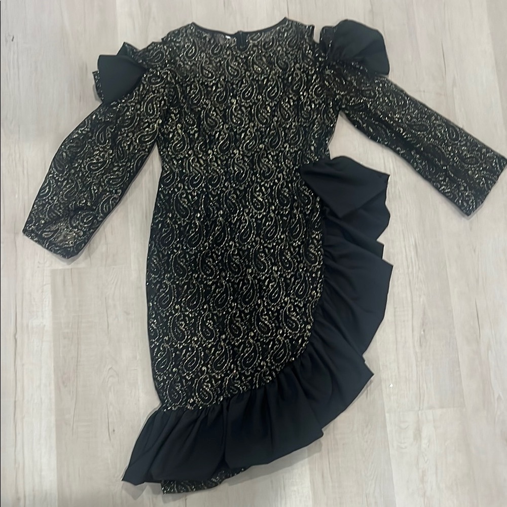 Elegant Black and Gold Kids Dress